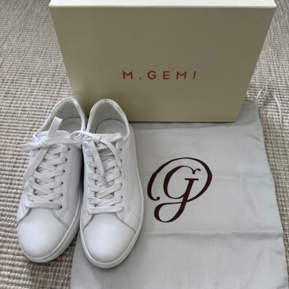 M. GEMI Palestra Due White Leather Sneakers Size 37.5 (US7) - Picture 1 of 8